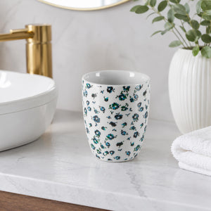 Spirella Eve White with Blue Flowers Porcelain Bathroom Tumbler 8.2×9.8cm
