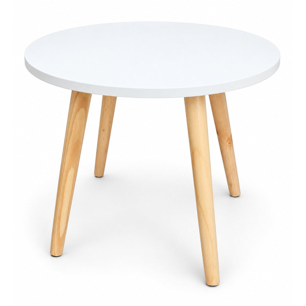 Step Arona Side Table – White Round Top, Ø48 × H40 cm