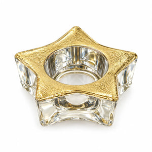 Christmas Classy Star Glass Tealight Holder – Gold – Approx. 5 cm