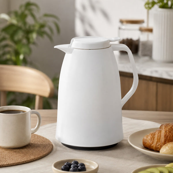 Tefal Mambo Jug 1L White, Tefal vacuum jug, insulated thermal jug, 1 liter hot water jug, coffee thermos jug, tea serving jug, hot and cold beverage jug, Tefal Mambo White