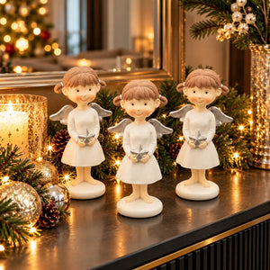 Christmas Angel Girl Figurine with Silver Star – 15 cm