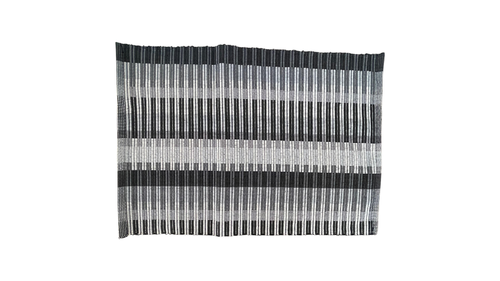 Set of 2 Table Placement Grey, White Black Striped Design - 33x45cm