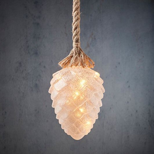 Luca Lighting Deco LED Light Pine Cone with White Coated Rope