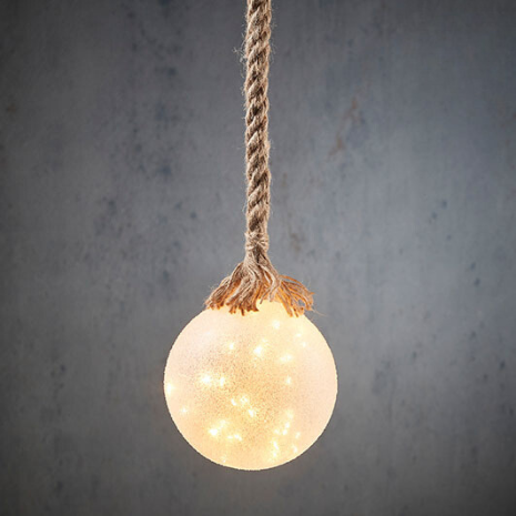 Luca Lighting Deco LED Light Ball with White Coated Rope