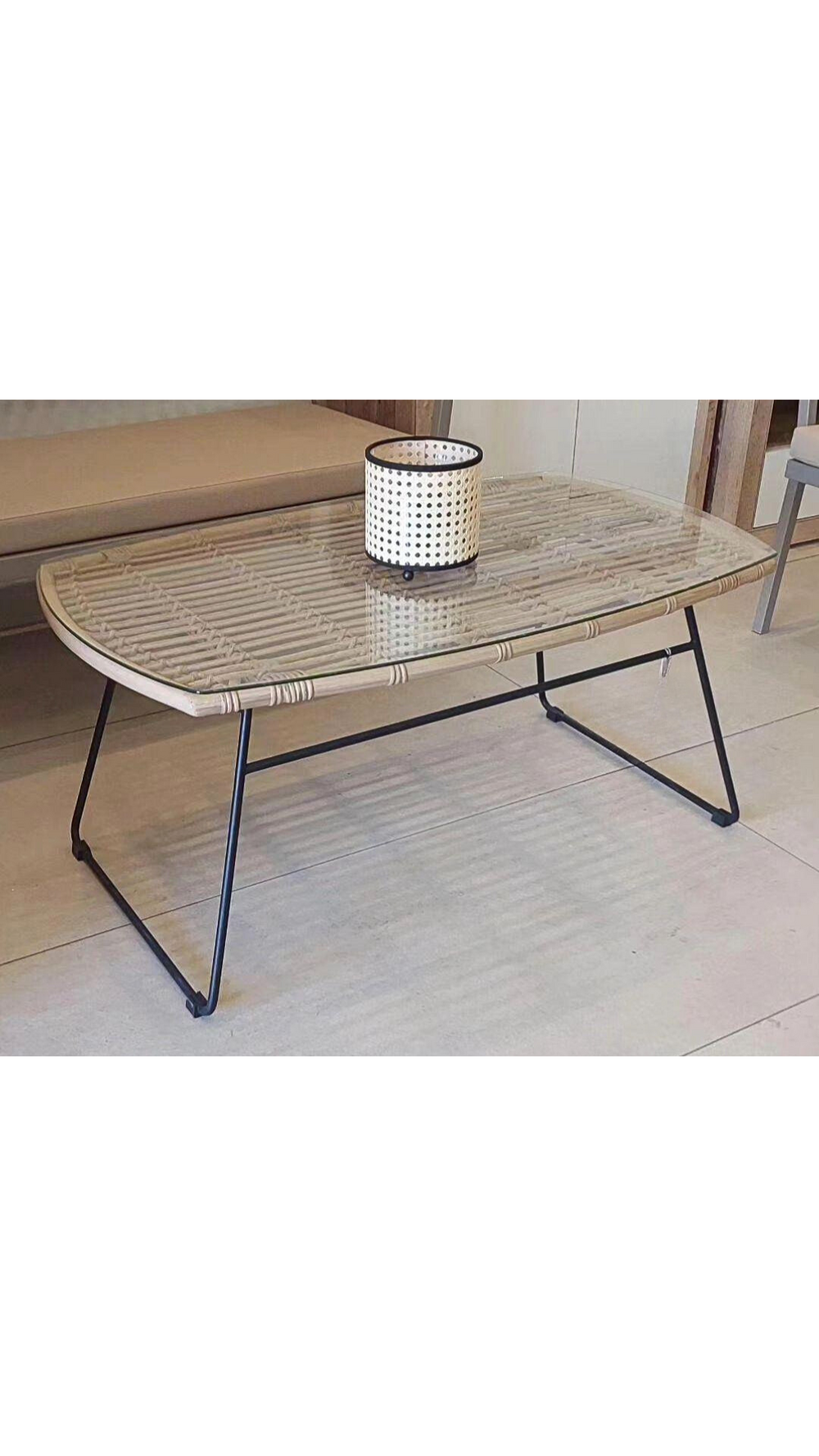 Maui Outdoor Rattan Center Table with Tempered Glass