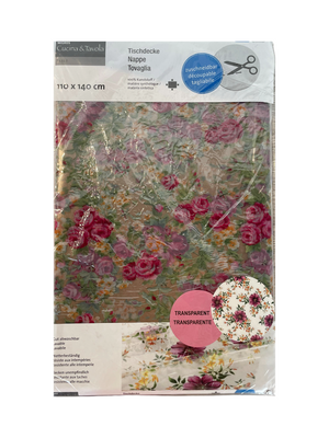 Plastic Transparent Tablecloth with flowers