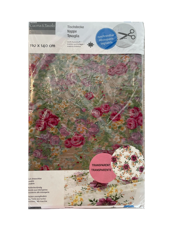 Plastic Transparent Tablecloth with flowers
