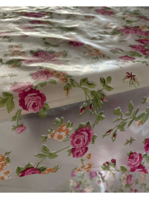 Plastic Transparent Tablecloth with flowers