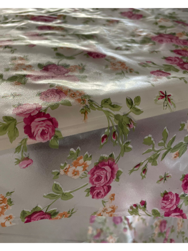 Plastic Transparent Tablecloth with flowers