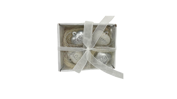 Set of 4 Ceramic Heart Shaped Ornaments