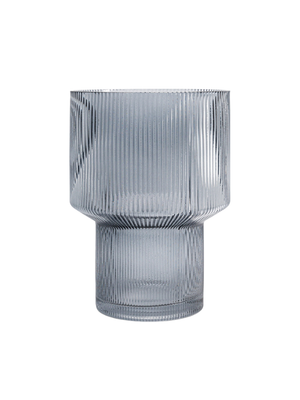 By-Boo Riba Ribbed Glass Vase in Grey - Upper Blown Glass