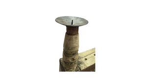 Antique Wood and Steel Candle Holder - Small, Medium, Large