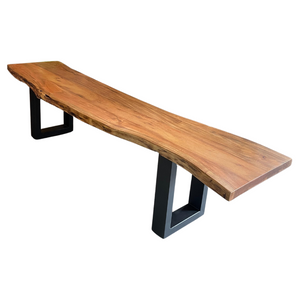 Modern Acacia Wood Bench – Premium Solid Wood & Steel Seating (180cm, 200cm, 220cm)