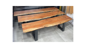 Modern Acacia Wood Bench – Premium Solid Wood & Steel Seating (180cm, 200cm, 220cm)