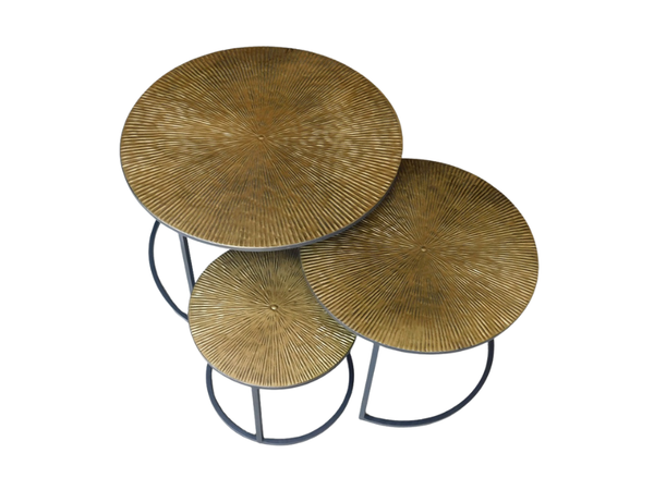 Mysons Houten Metal Side Table Set (Brass Gold) – Set of 3