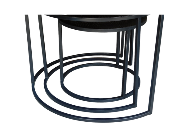 Mysons Houten Metal Side Table Set (Brass Gold) – Set of 3
