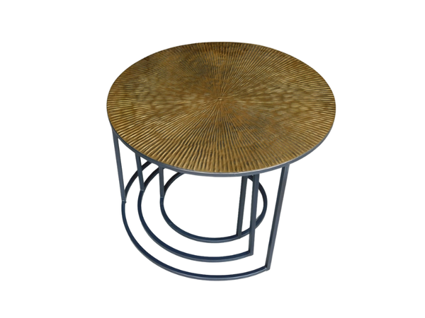Mysons Houten Metal Side Table Set (Brass Gold) – Set of 3