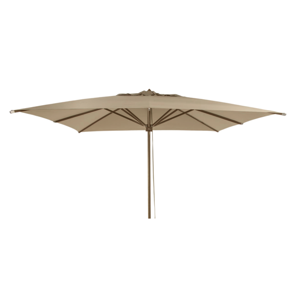 Bergamo Large Eucalyptus Wood Parasol – 3x4m Taupe Sun Umbrella with Water-Repellent Canopy