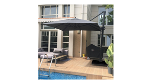 Roma Premium Black Cantilever Parasol with 360° Swivel & Base