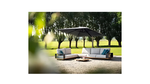 Roma Premium Black Cantilever Parasol with 360° Swivel & Base