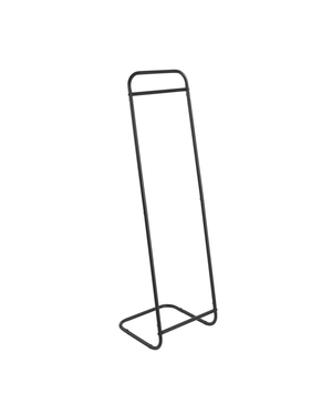 Wenko Surya Clothes Rack – Minimalist Black Metal Valet Stand with Interchangeable Bamboo Rail