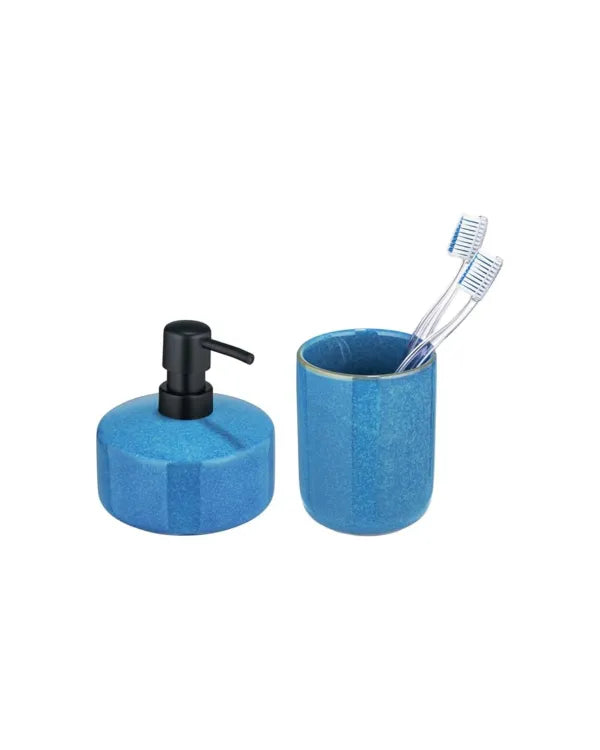 Wenko Varzi Ceramic Bathroom Accessory Set 2-Piece Blue