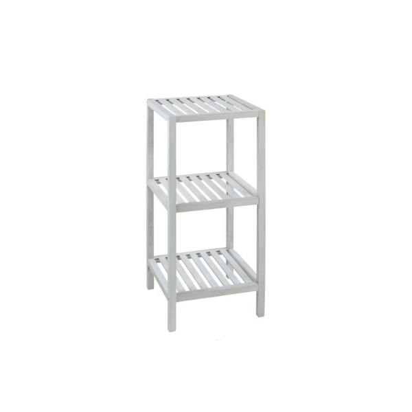 Wenko Norway 3-Tier Standing Shelf – Vintage White Solid Wood Storage Rack for Bathroom & Living Room