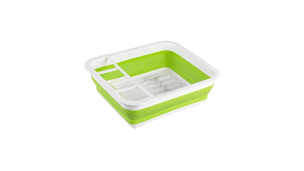 Wenko Dish drainer Gaia foldable green/white with cutlery holder and plate stand