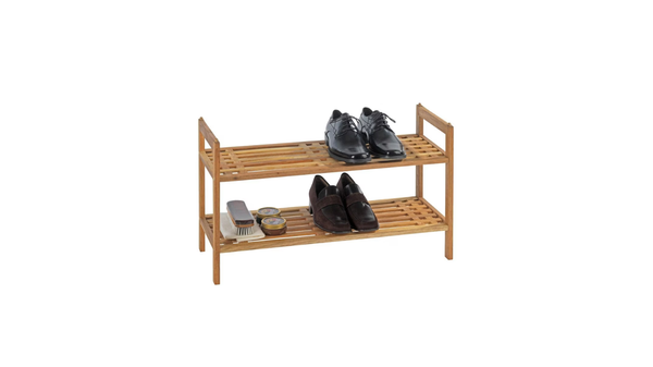 Wenko Shelving system Norway with 2 shelves solid walnut wood