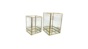 Micasa Clear and Gold Vase/Box with Mirror - Medium & Large