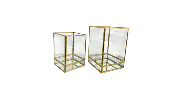 Micasa Clear and Gold Vase/Box with Mirror - Medium & Large