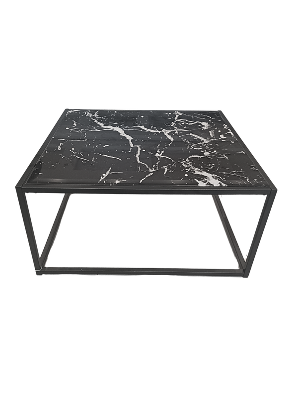 Nevia-2 Glass Marble Look Square Table by Reality