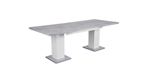 Hamburg Concrete-Look White Dining Table with Metal Base