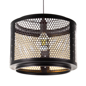 Nino Germany VITO Cage Pendant Light – Industrial Black & Gold Hexagonal Hanging Lamp
