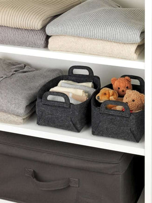 Wenko Felt basket Mod. Nina S dark grey, set of 2