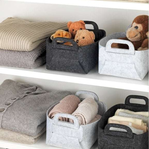 Wenko Felt basket Mod. Nina S light grey, set of 2
