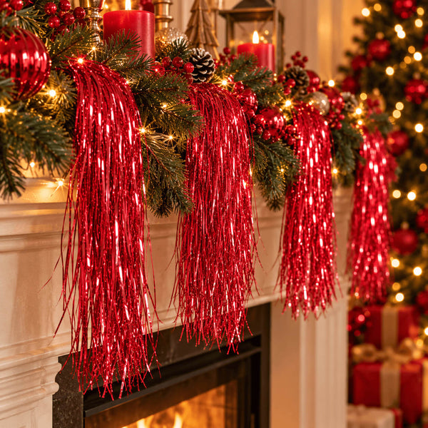 Noël Red Lametta Christmas Tinsel – 50 cm