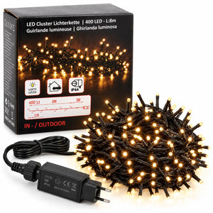 LED Cluster Light String – 400 Warm White LEDs – 8 m – Indoor & Outdoor
