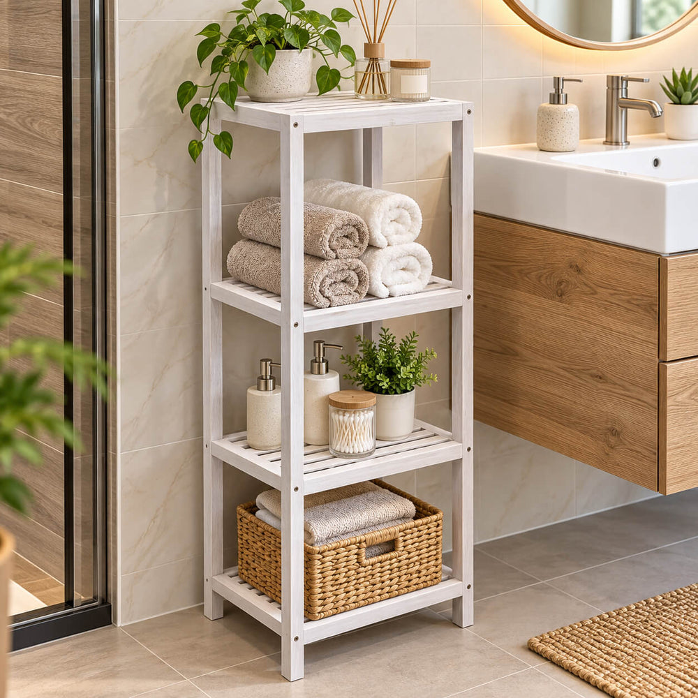 Wenko Household and Bathroom Shelf Norway, Natural White