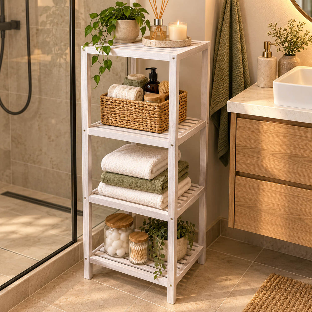Wenko Household and Bathroom Shelf Norway, Natural White