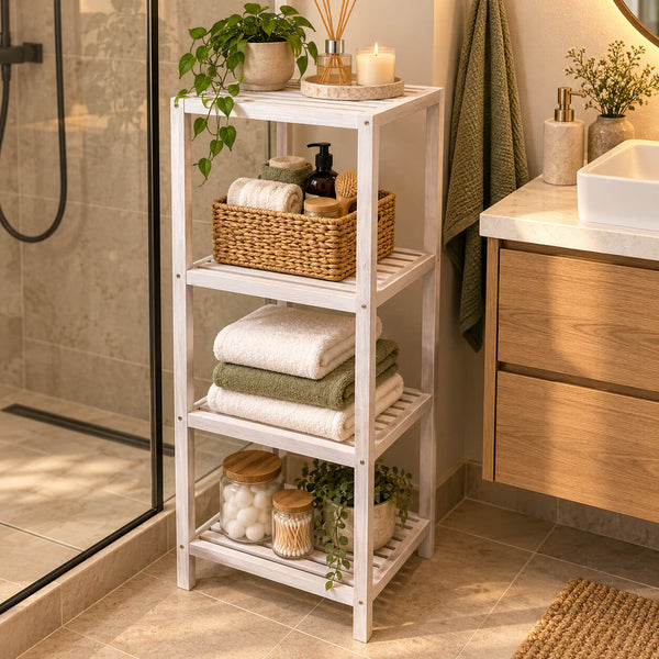 Wenko Household and Bathroom Shelf Norway, Natural White
