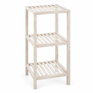 Wenko Norway 3-Tier Standing Shelf – Vintage White Solid Wood Storage Rack for Bathroom & Living Room