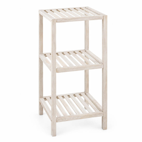Wenko Norway 3-Tier Standing Shelf – Vintage White Solid Wood Storage Rack for Bathroom & Living Room