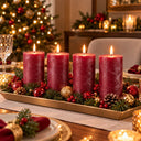 Wenzel Safe Candle Rustic Pillar Candles – Set of 4 – 15 × 7 cm