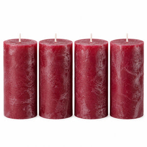 Wenzel Safe Candle Rustic Pillar Candles – Set of 4 – 15 × 7 cm