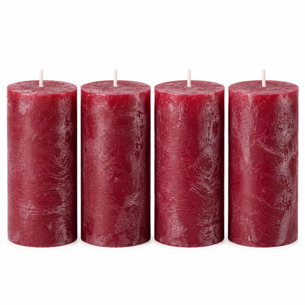 Wenzel Safe Candle Rustic Pillar Candles – Set of 4 – 15 × 7 cm