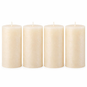 Wenzel Safe Candle Rustic Pillar Candles – Set of 4 – 15 × 7 cm