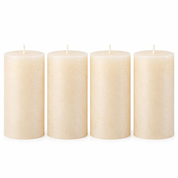 Wenzel Safe Candle Rustic Pillar Candles – Set of 4 – 15 × 7 cm