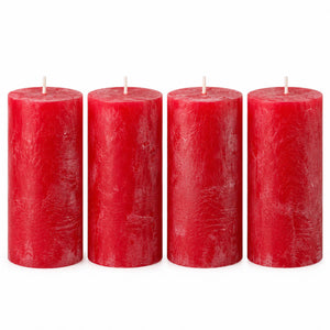 Wenzel Safe Candle Rustic Pillar Candles – Set of 4 – 15 × 7 cm