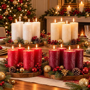 Wenzel Safe Candle Rustic Pillar Candles – Set of 4 – 15 × 7 cm